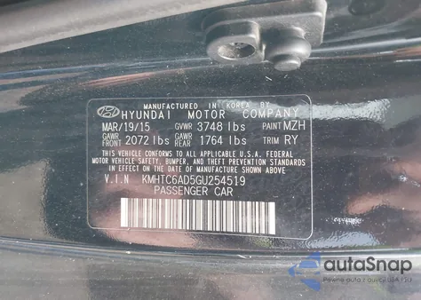 2016 Hyundai Veloster from USA, damaged, VIN KMHTC6AD5GU254519